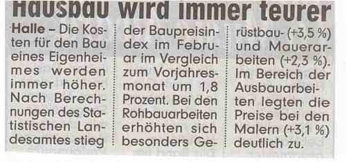 Hausbau wird immer teurer